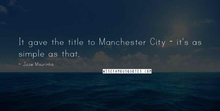 Jose Mourinho Quotes: It gave the title to Manchester City - it's as simple as that.
