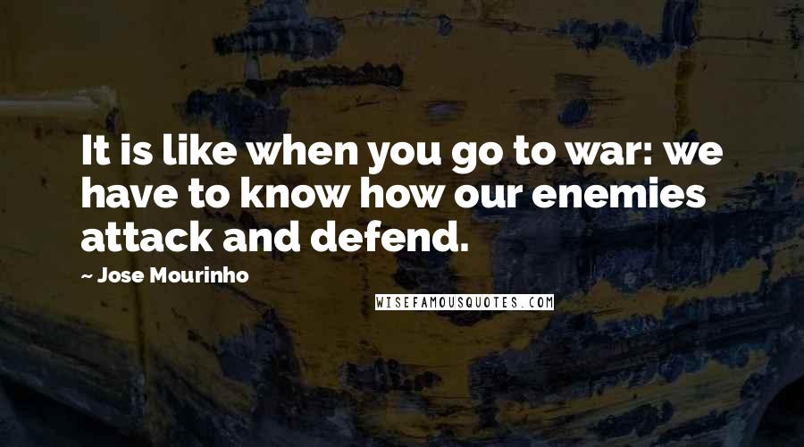 Jose Mourinho Quotes: It is like when you go to war: we have to know how our enemies attack and defend.