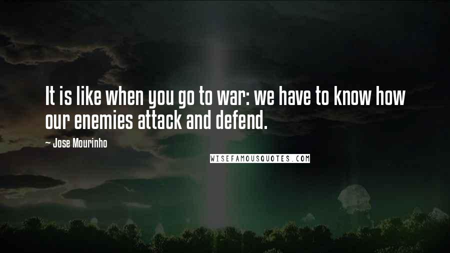 Jose Mourinho Quotes: It is like when you go to war: we have to know how our enemies attack and defend.