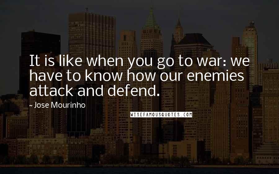 Jose Mourinho Quotes: It is like when you go to war: we have to know how our enemies attack and defend.