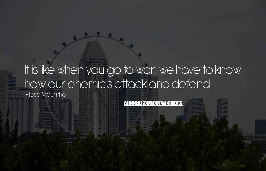 Jose Mourinho Quotes: It is like when you go to war: we have to know how our enemies attack and defend.