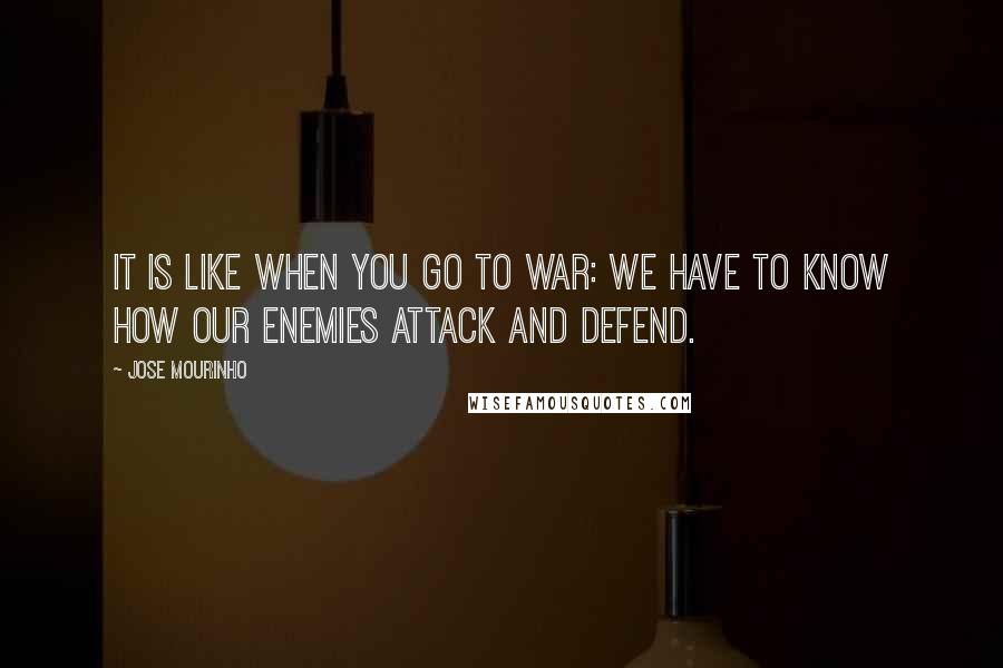 Jose Mourinho Quotes: It is like when you go to war: we have to know how our enemies attack and defend.