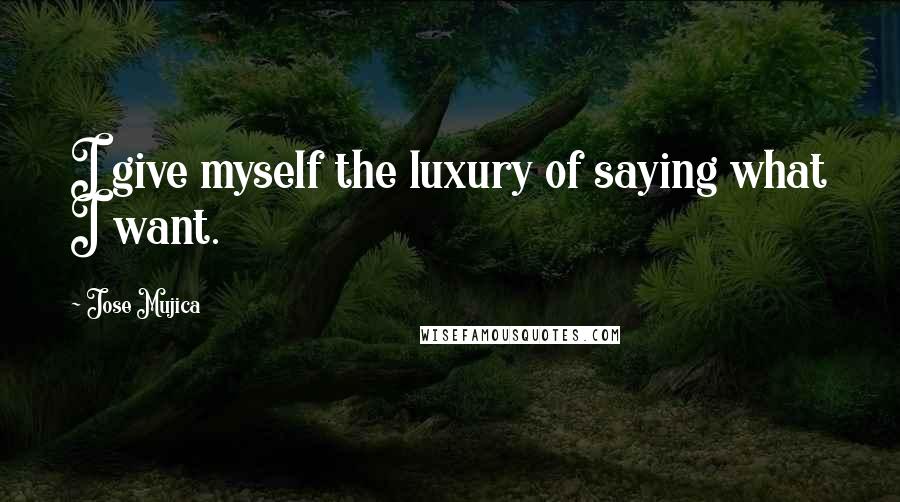 Jose Mujica Quotes: I give myself the luxury of saying what I want.