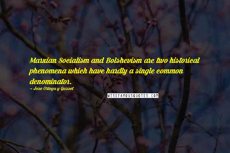 Jose Ortega Y Gasset Quotes: Marxian Socialism and Bolshevism are two historical phenomena which have hardly a single common denominator.