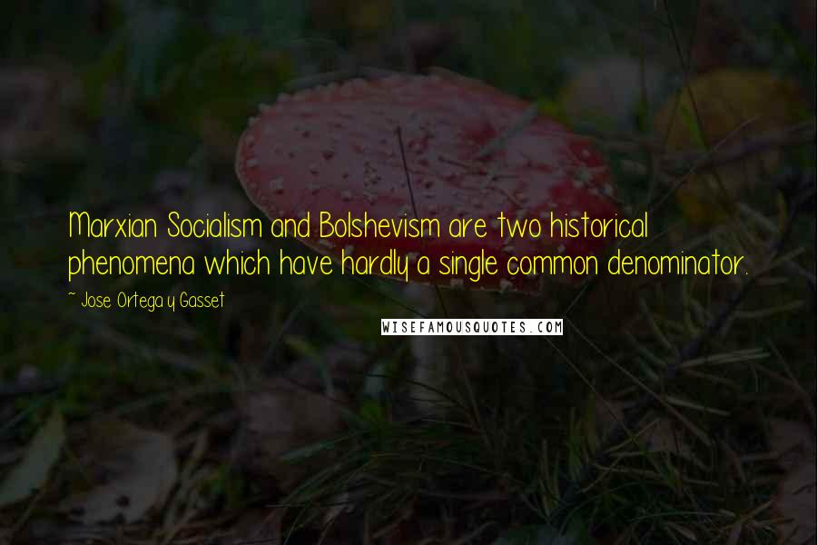 Jose Ortega Y Gasset Quotes: Marxian Socialism and Bolshevism are two historical phenomena which have hardly a single common denominator.