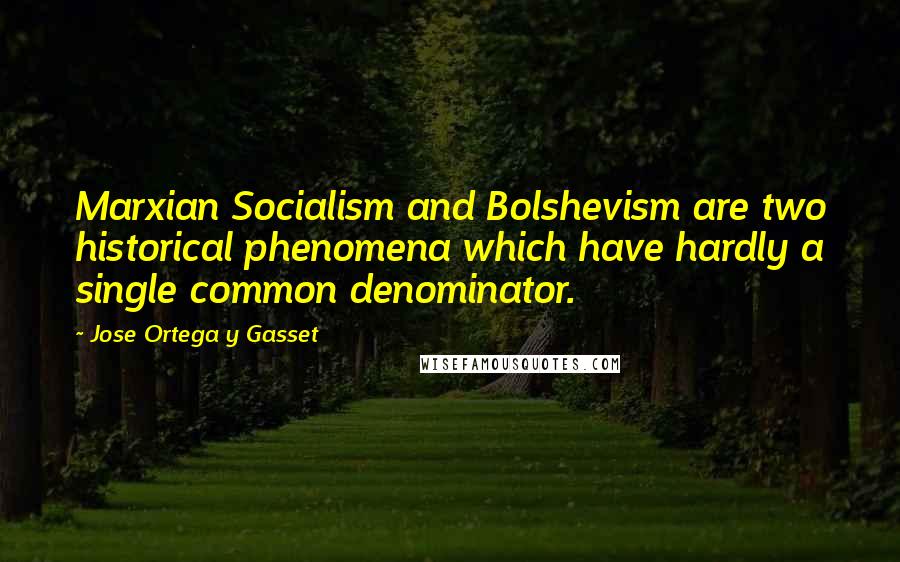 Jose Ortega Y Gasset Quotes: Marxian Socialism and Bolshevism are two historical phenomena which have hardly a single common denominator.