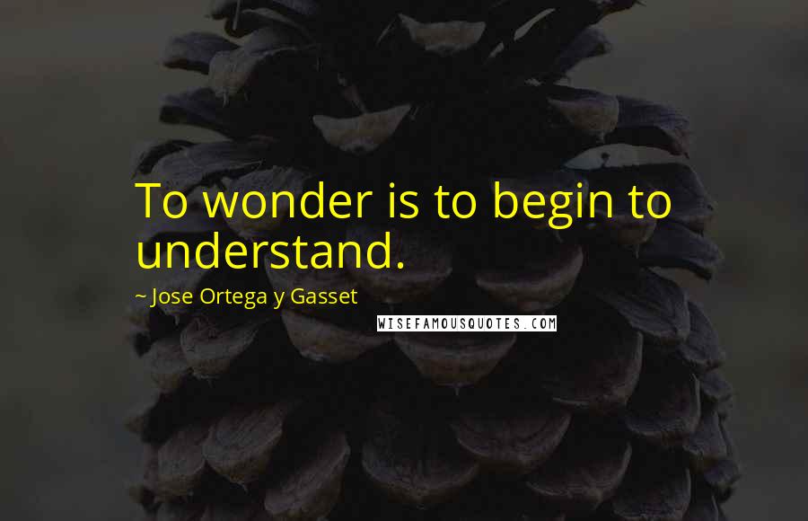 Jose Ortega Y Gasset Quotes: To wonder is to begin to understand.