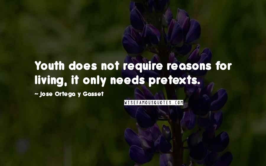 Jose Ortega Y Gasset Quotes: Youth does not require reasons for living, it only needs pretexts.