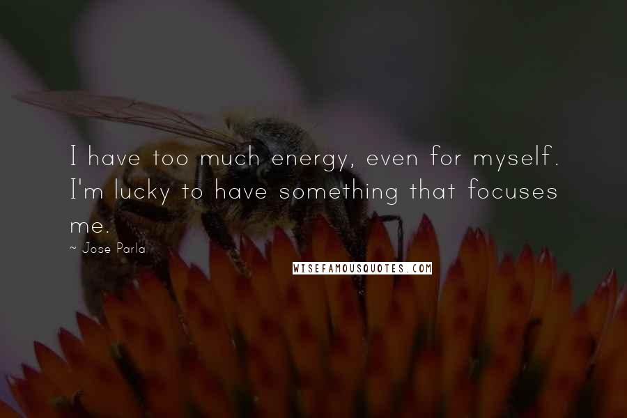 Jose Parla Quotes: I have too much energy, even for myself. I'm lucky to have something that focuses me.