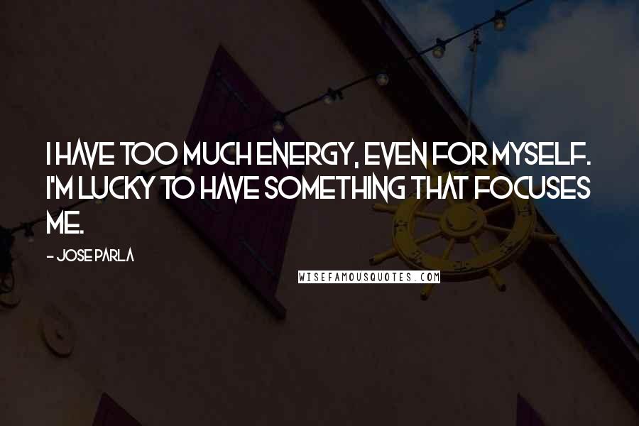 Jose Parla Quotes: I have too much energy, even for myself. I'm lucky to have something that focuses me.