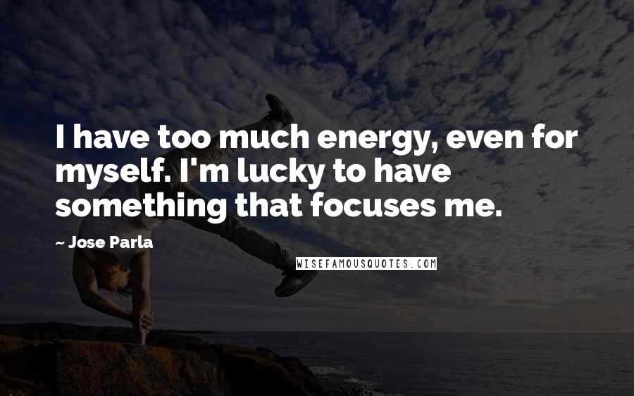 Jose Parla Quotes: I have too much energy, even for myself. I'm lucky to have something that focuses me.