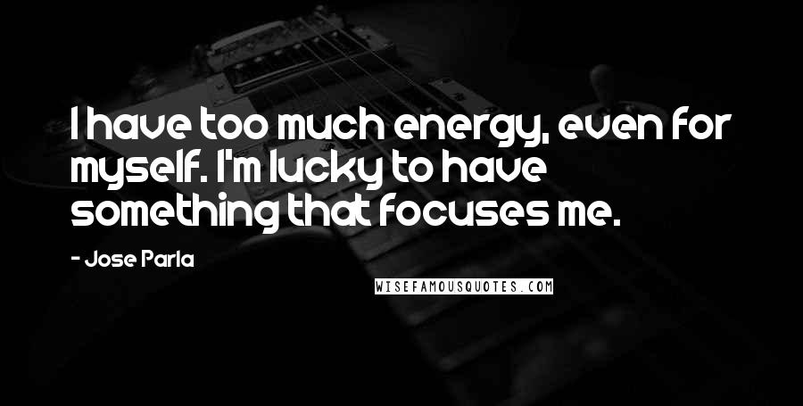 Jose Parla Quotes: I have too much energy, even for myself. I'm lucky to have something that focuses me.