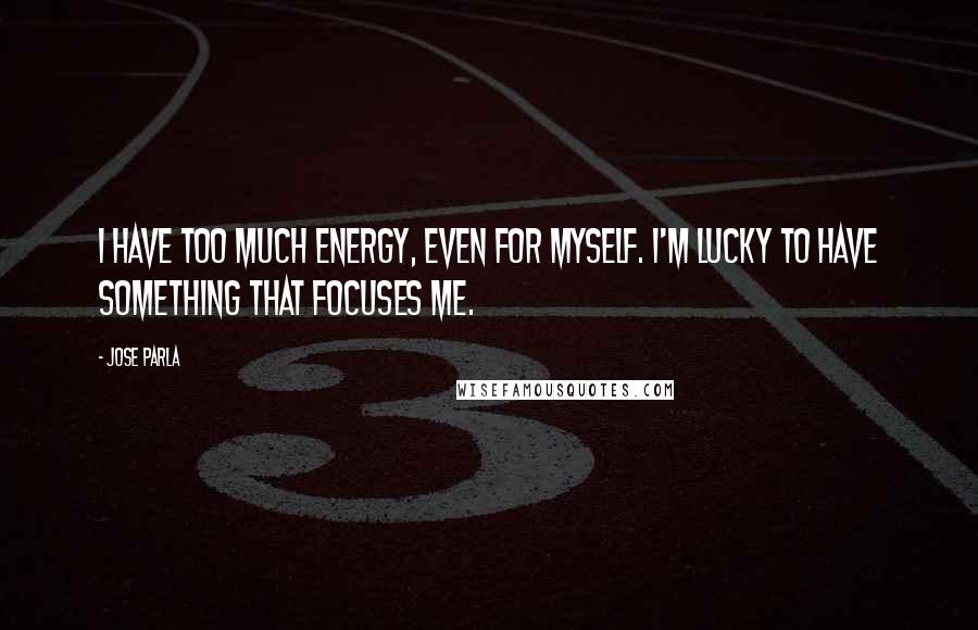 Jose Parla Quotes: I have too much energy, even for myself. I'm lucky to have something that focuses me.