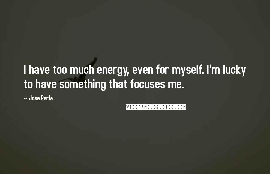 Jose Parla Quotes: I have too much energy, even for myself. I'm lucky to have something that focuses me.