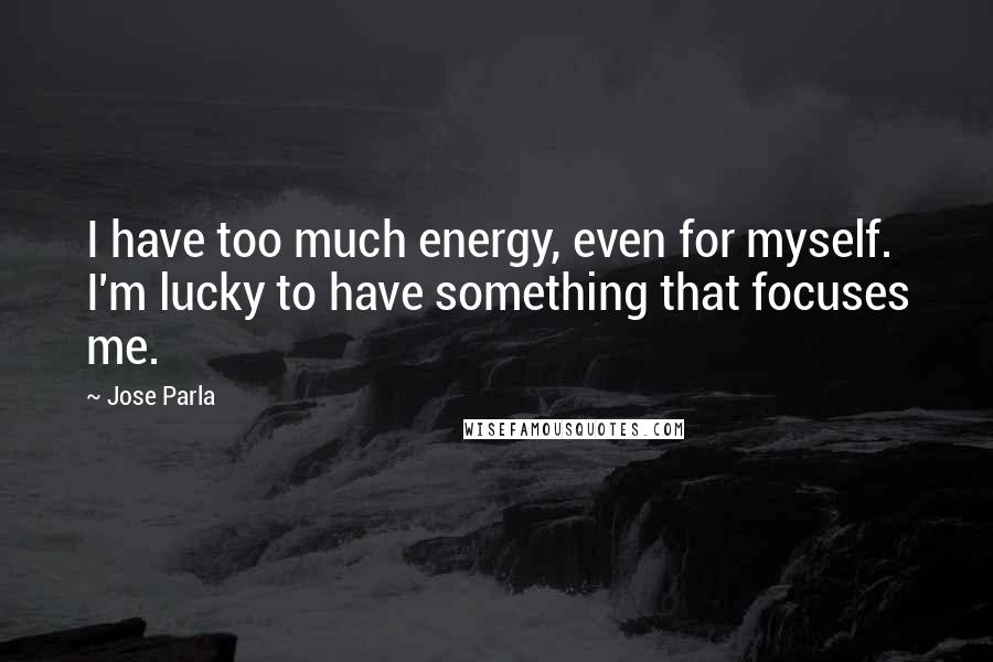 Jose Parla Quotes: I have too much energy, even for myself. I'm lucky to have something that focuses me.