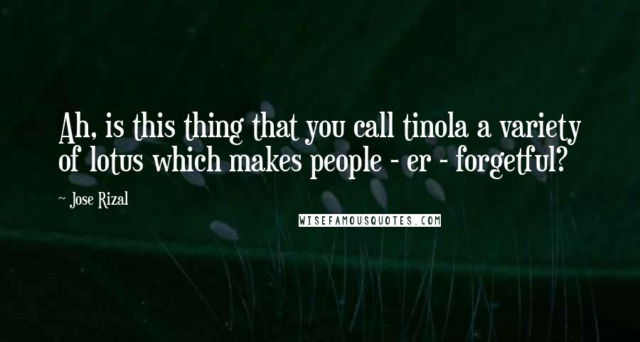 Jose Rizal Quotes: Ah, is this thing that you call tinola a variety of lotus which makes people - er - forgetful?