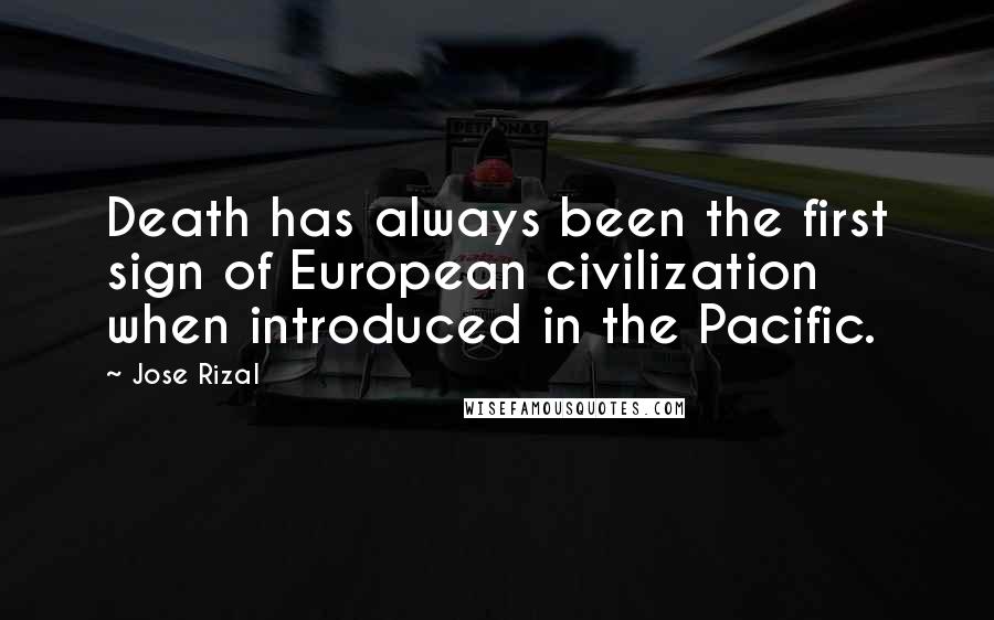 Jose Rizal Quotes: Death has always been the first sign of European civilization when introduced in the Pacific.