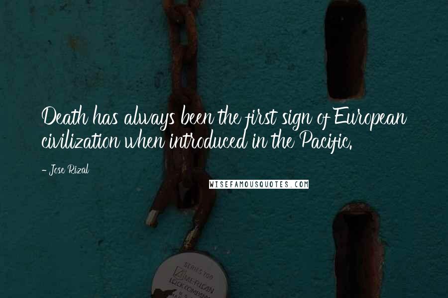 Jose Rizal Quotes: Death has always been the first sign of European civilization when introduced in the Pacific.