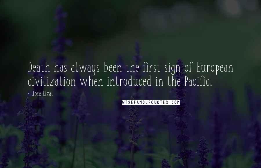 Jose Rizal Quotes: Death has always been the first sign of European civilization when introduced in the Pacific.