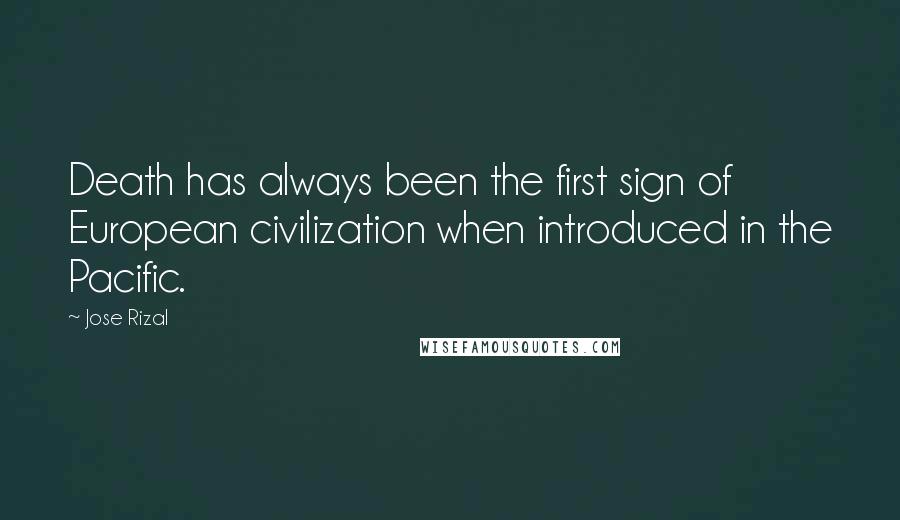 Jose Rizal Quotes: Death has always been the first sign of European civilization when introduced in the Pacific.