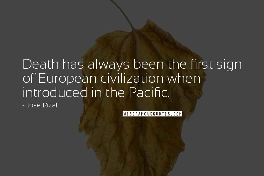 Jose Rizal Quotes: Death has always been the first sign of European civilization when introduced in the Pacific.