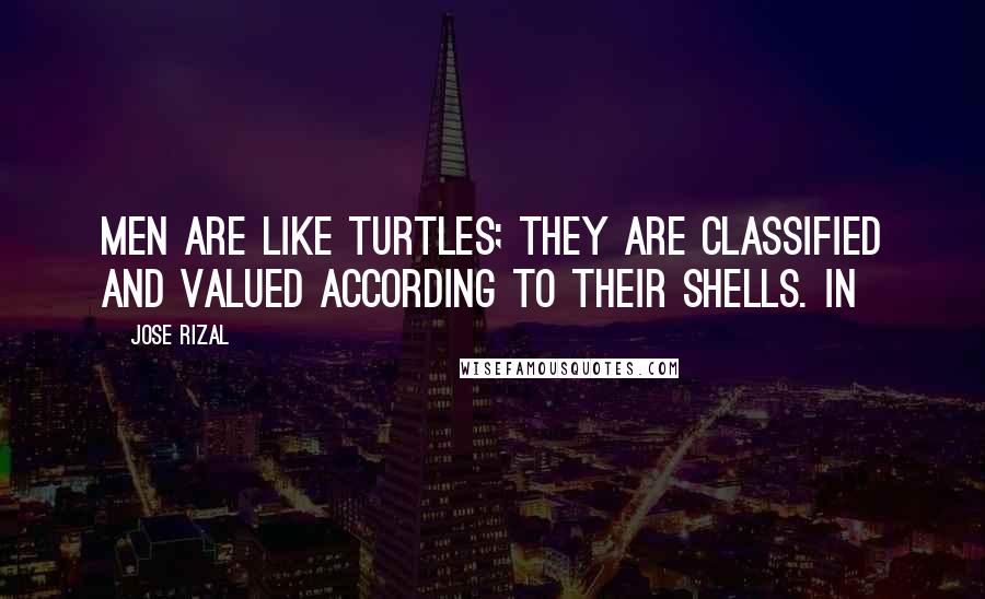 Jose Rizal Quotes: Men are like turtles; they are classified and valued according to their shells. In