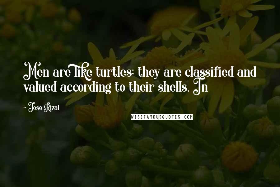 Jose Rizal Quotes: Men are like turtles; they are classified and valued according to their shells. In