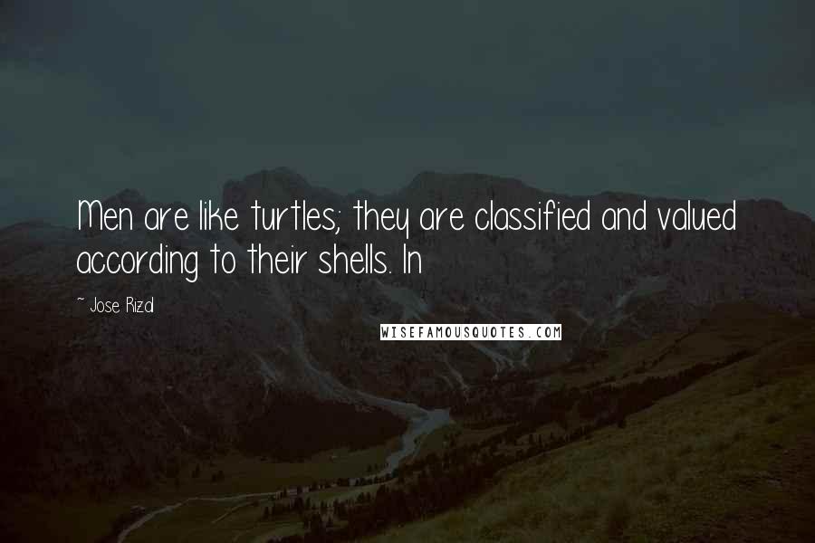 Jose Rizal Quotes: Men are like turtles; they are classified and valued according to their shells. In