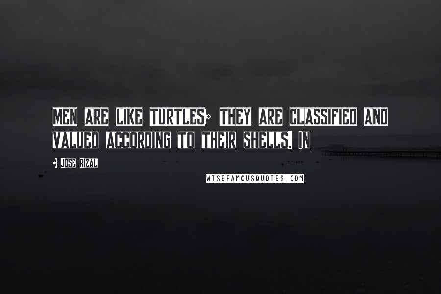 Jose Rizal Quotes: Men are like turtles; they are classified and valued according to their shells. In