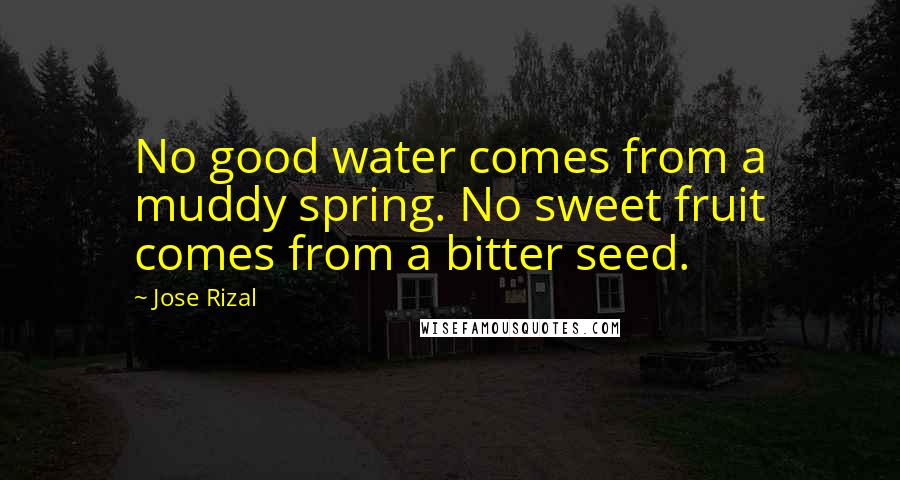 Jose Rizal Quotes: No good water comes from a muddy spring. No sweet fruit comes from a bitter seed.