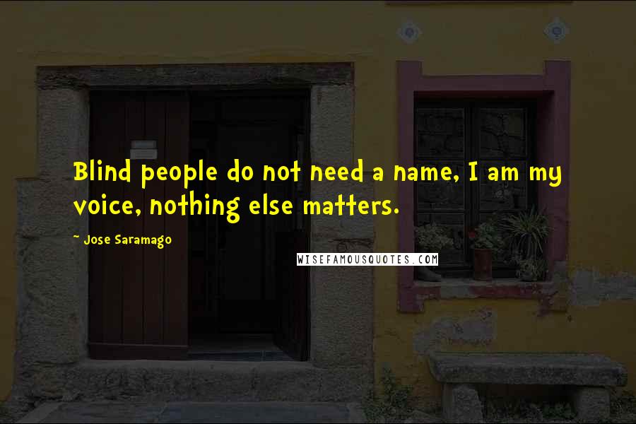 Jose Saramago Quotes: Blind people do not need a name, I am my voice, nothing else matters.