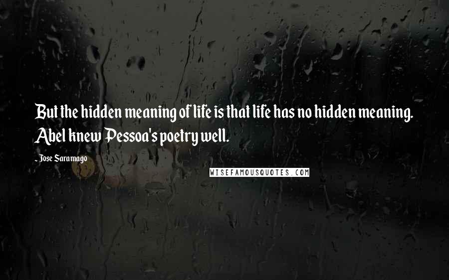 Jose Saramago Quotes: But the hidden meaning of life is that life has no hidden meaning. Abel knew Pessoa's poetry well.
