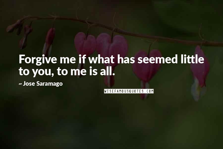 Jose Saramago Quotes: Forgive me if what has seemed little to you, to me is all.