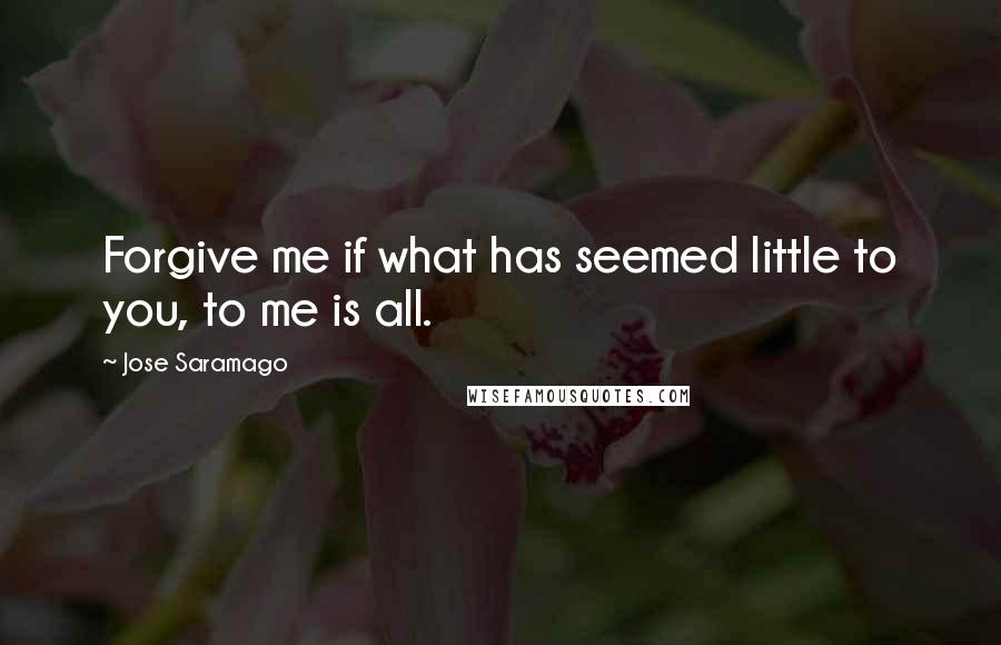 Jose Saramago Quotes: Forgive me if what has seemed little to you, to me is all.