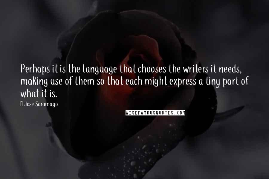 Jose Saramago Quotes: Perhaps it is the language that chooses the writers it needs, making use of them so that each might express a tiny part of what it is.