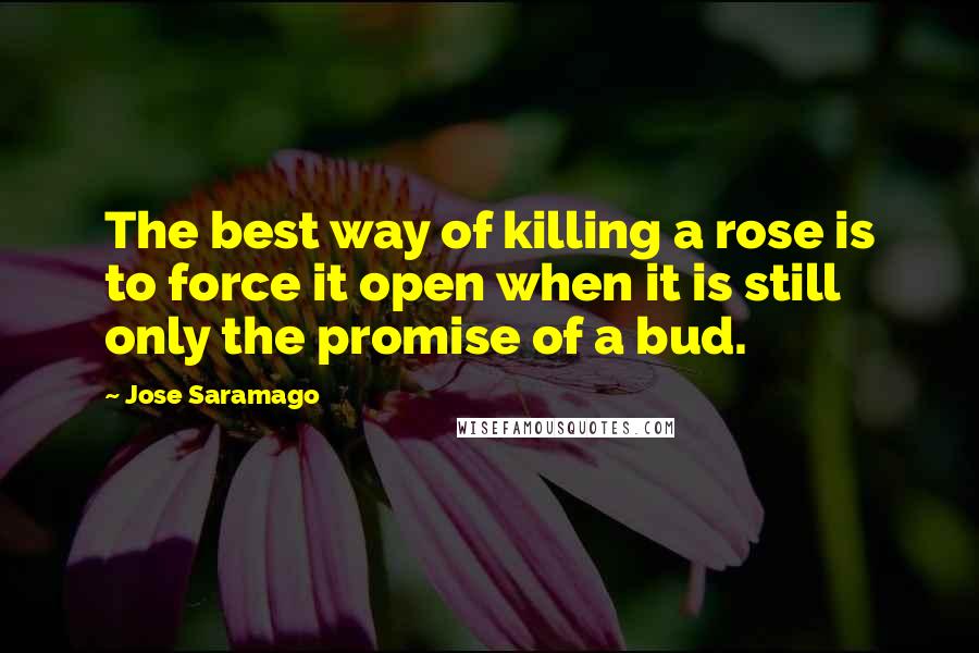 Jose Saramago Quotes: The best way of killing a rose is to force it open when it is still only the promise of a bud.