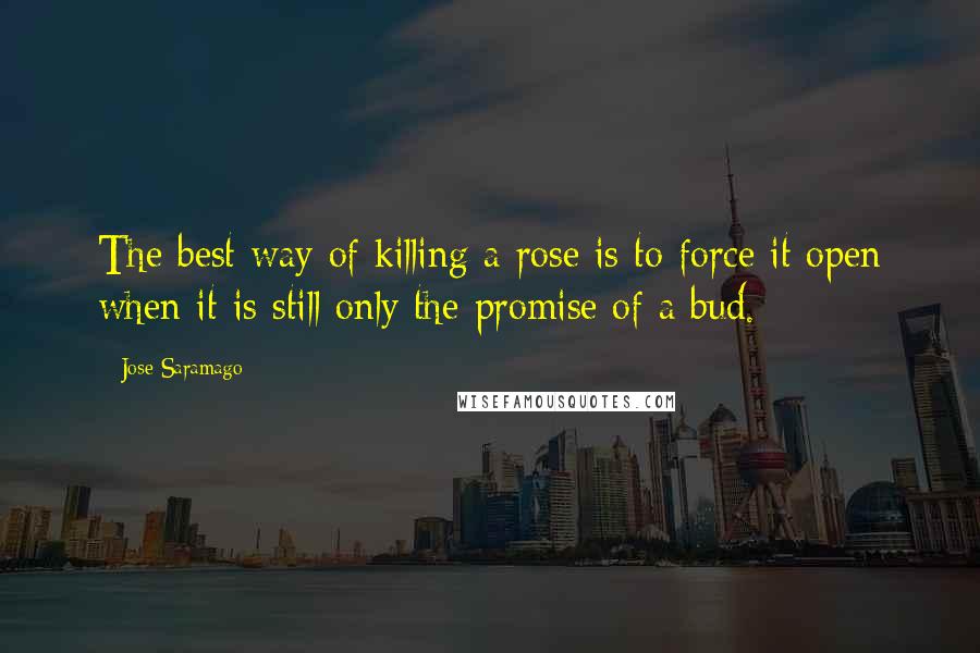 Jose Saramago Quotes: The best way of killing a rose is to force it open when it is still only the promise of a bud.