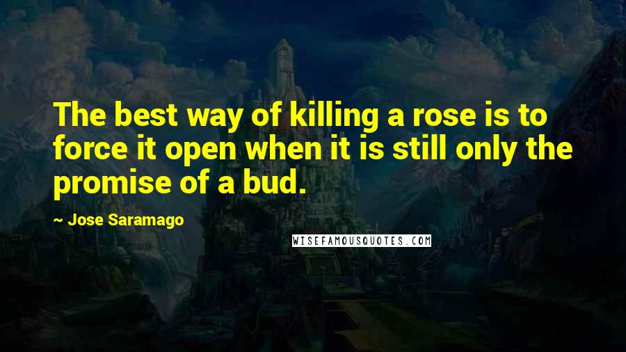 Jose Saramago Quotes: The best way of killing a rose is to force it open when it is still only the promise of a bud.