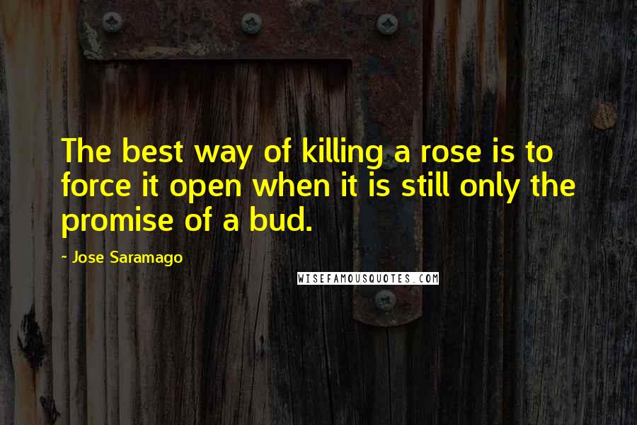 Jose Saramago Quotes: The best way of killing a rose is to force it open when it is still only the promise of a bud.