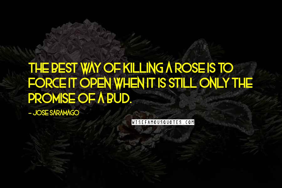 Jose Saramago Quotes: The best way of killing a rose is to force it open when it is still only the promise of a bud.