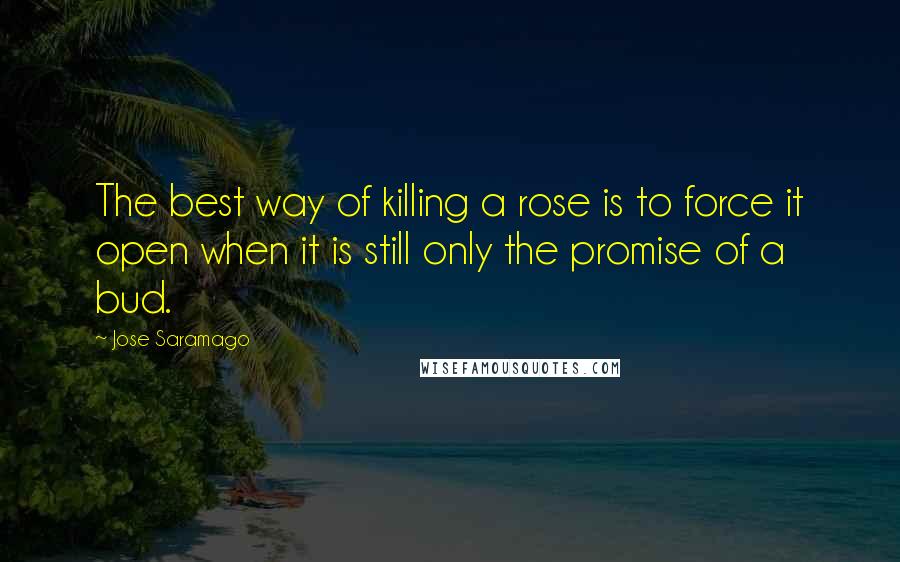 Jose Saramago Quotes: The best way of killing a rose is to force it open when it is still only the promise of a bud.