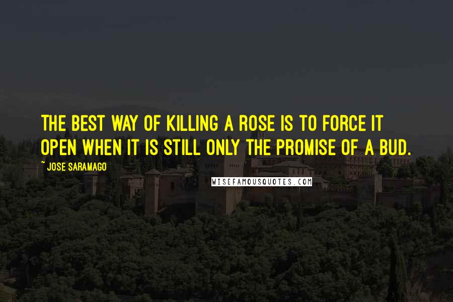 Jose Saramago Quotes: The best way of killing a rose is to force it open when it is still only the promise of a bud.