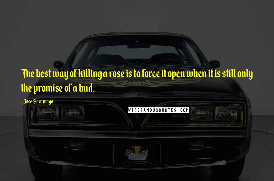 Jose Saramago Quotes: The best way of killing a rose is to force it open when it is still only the promise of a bud.