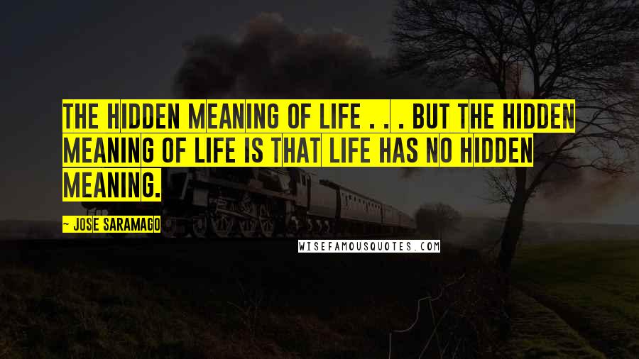 Jose Saramago Quotes: The hidden meaning of life . . . But the hidden meaning of life is that life has no hidden meaning.