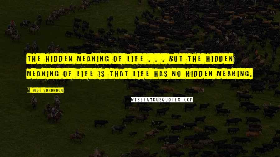 Jose Saramago Quotes: The hidden meaning of life . . . But the hidden meaning of life is that life has no hidden meaning.