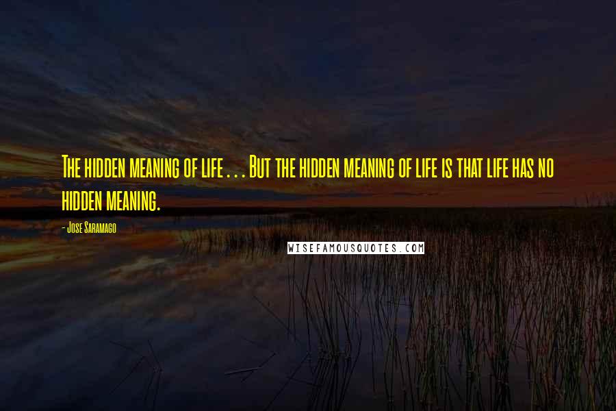 Jose Saramago Quotes: The hidden meaning of life . . . But the hidden meaning of life is that life has no hidden meaning.