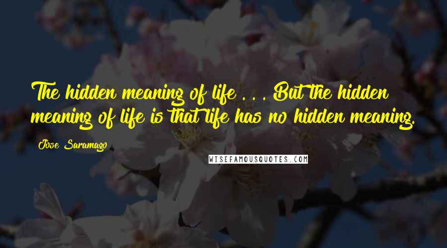 Jose Saramago Quotes: The hidden meaning of life . . . But the hidden meaning of life is that life has no hidden meaning.