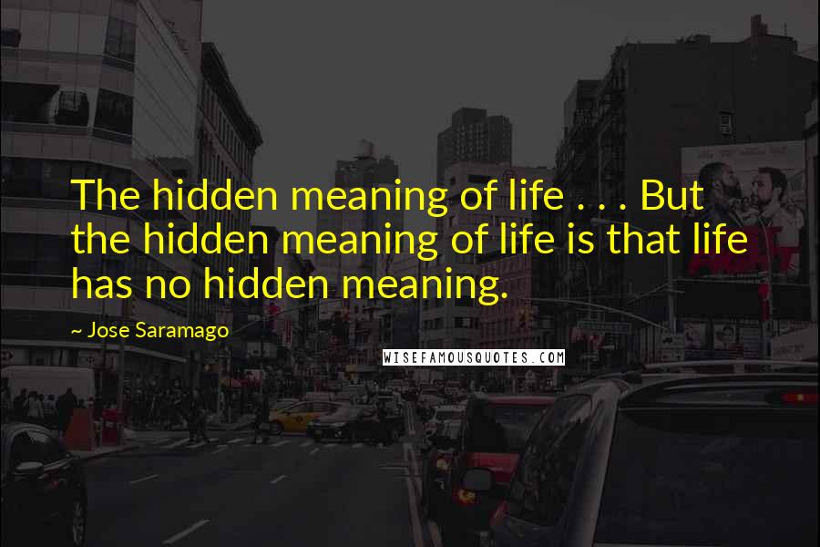 Jose Saramago Quotes: The hidden meaning of life . . . But the hidden meaning of life is that life has no hidden meaning.