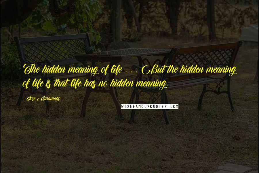 Jose Saramago Quotes: The hidden meaning of life . . . But the hidden meaning of life is that life has no hidden meaning.