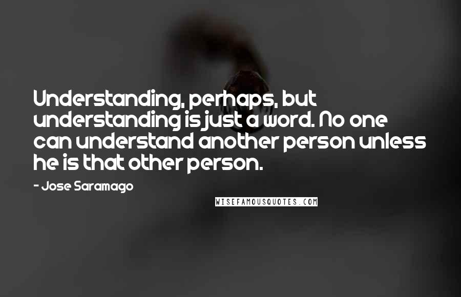 Jose Saramago Quotes: Understanding, perhaps, but understanding is just a word. No one can understand another person unless he is that other person.